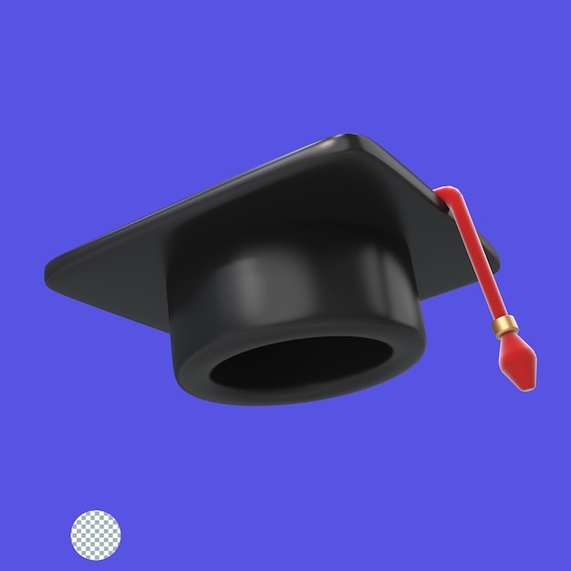 PSD berretto di laurea accademica convocazione universitaria cappello 3d rendering illustrazione isolata