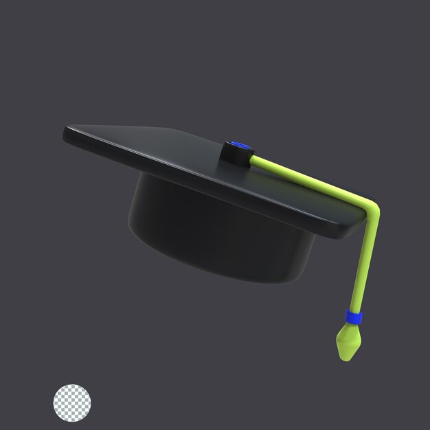 PSD academic graduation cap university convocation hat 3d rendering isolated illustration