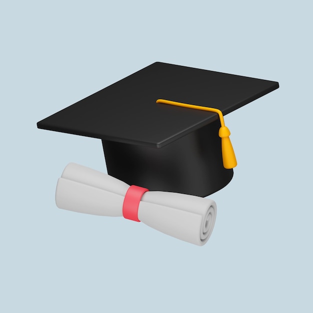 PSD academic hat 3d illustration