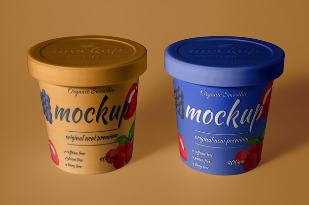 Mockup di confezione del gelato acai