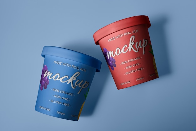 PSD mockup di confezione del gelato acai