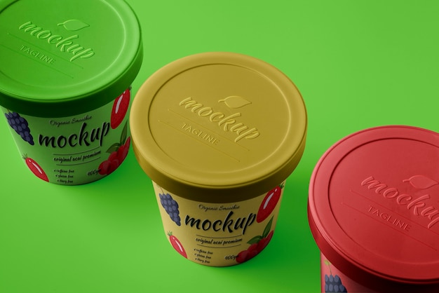 Acai ice cream packaging mockup