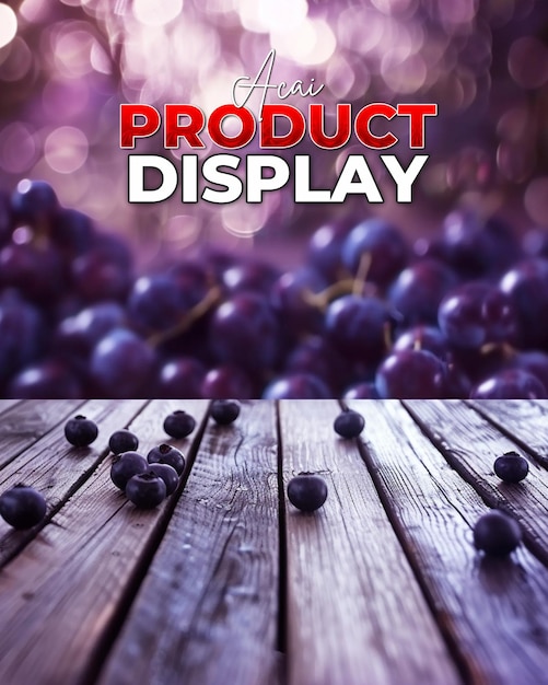 PSD acai produect display for promotional social media poster template background