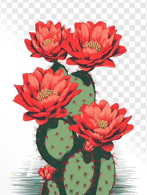 PSD acanthocalycium cactus 일러스트레이션 빈티지 식물 그림 스타일