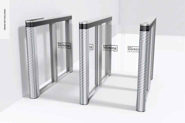 PSD access control turnstile mockup high angle view