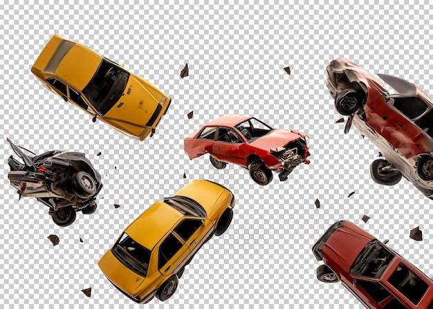 PSD accident of a white car isolated transparency background