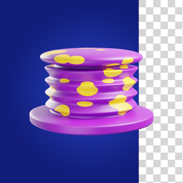 PSD a accordion top hat with yellow speckled purple