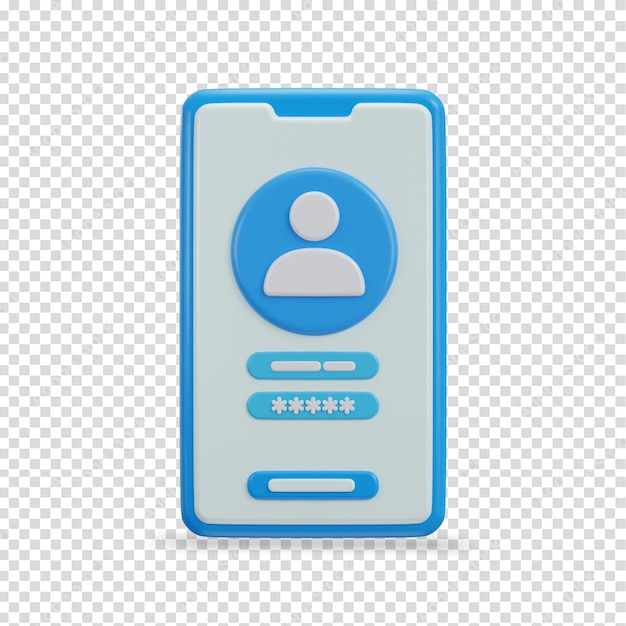 PSD account login en wachtwoord met smartphone icoon illustratie