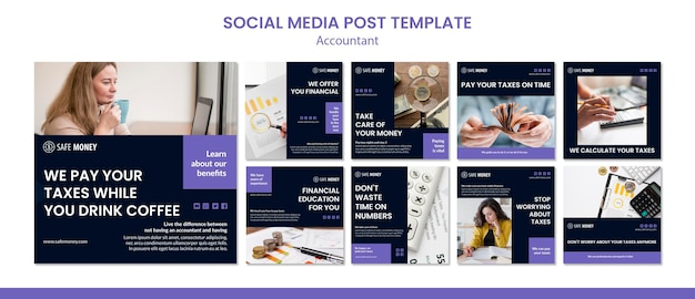 PSD accountant concept social media post template