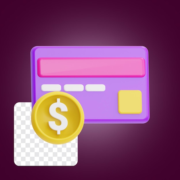 Accountant payment card debit or credit icon 3d illustration