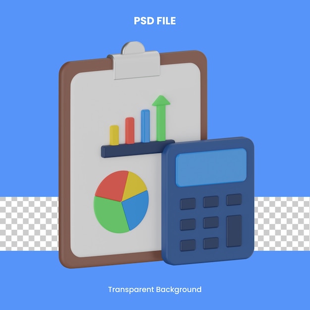 PSD accounting analysis 3d rendering icon illustration analytics