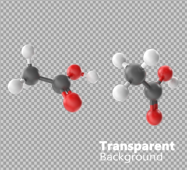 Acetic Acid Molecule on transparent background