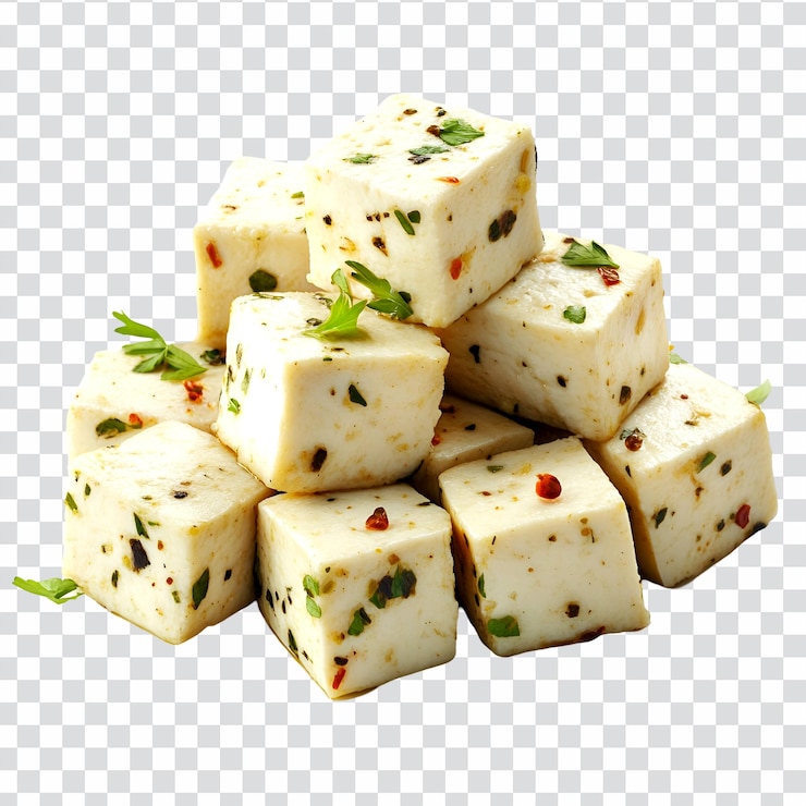 PSD achari paneer isolated on transparent background