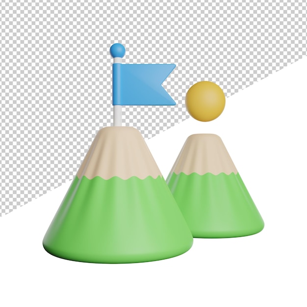 PSD achievement goal focus front view 3d rendering icon illustration on transparent background