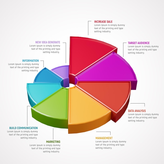 PSD acht stappen 3d-sjabloon voor zakelijke infographics