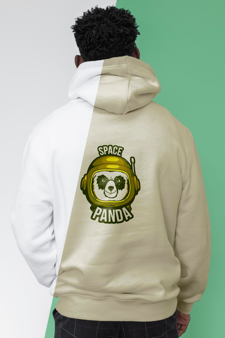 PSD achteraanzicht van stijlvolle man in hoodie