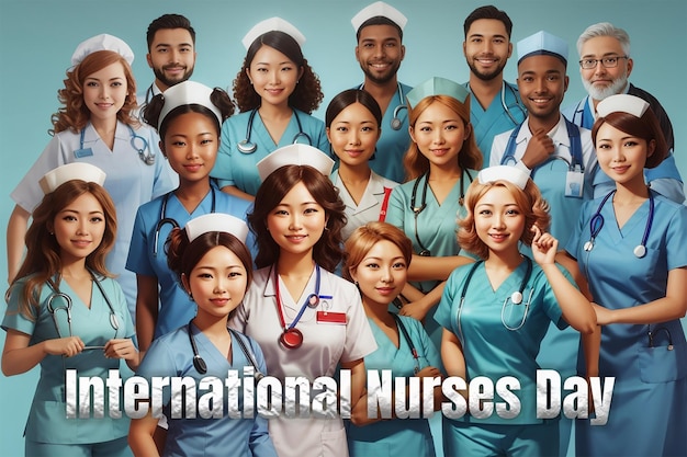 PSD achtergrond van de internationale verpleegsterdag gelukkige verpleegstersdagconcept medische achtergrond gezondheidszorg