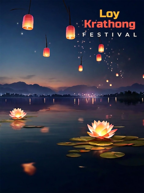 PSD achtergrond van het loy krathong festival