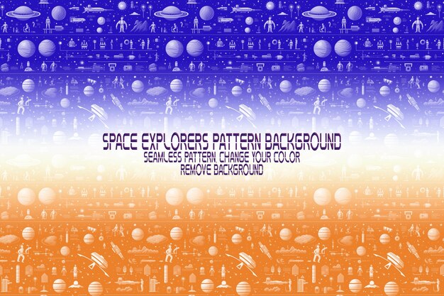 PSD achtergrondtextuur met ruimteverkenners shuttles planeten en sterren bewerkbaar psd-patroon