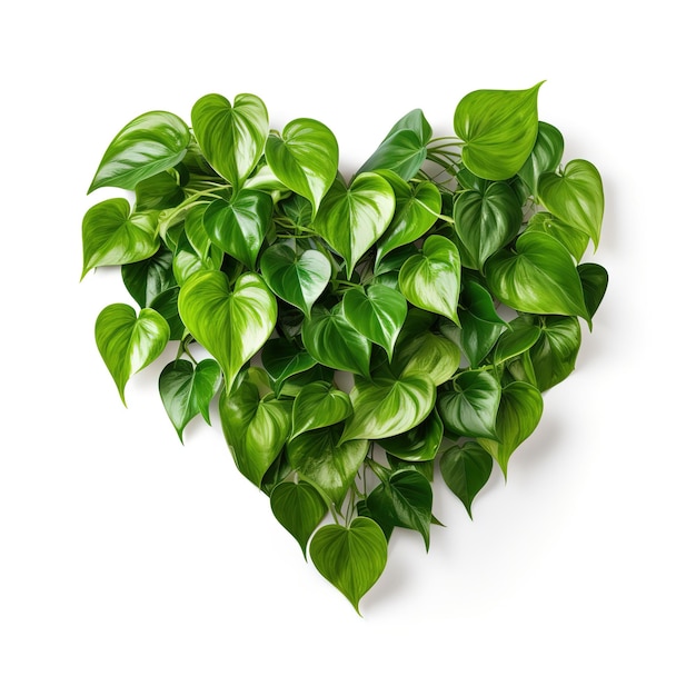 PSD achterkant van hartvormige groene bladeren philodendron-soorten de tropische bladerenplant geïsoleerd op witte achtergrond met knippad