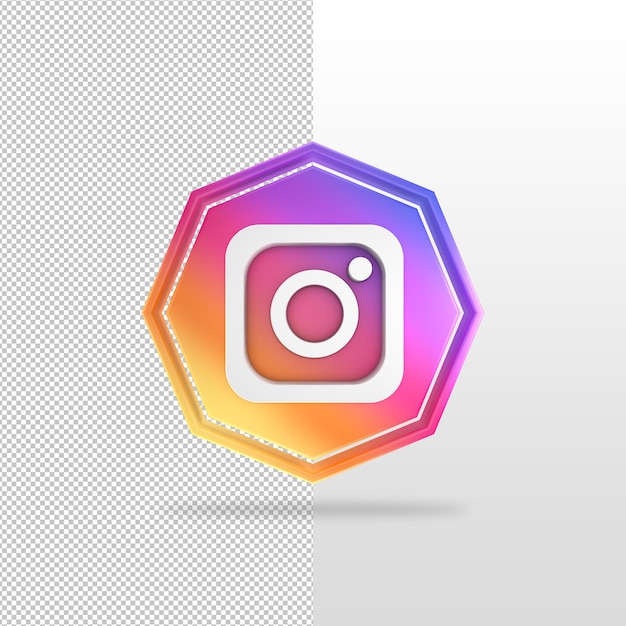 Achthoek instagram 3d render pictogram