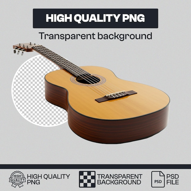 Acoustic Guitar with Transparent Background
