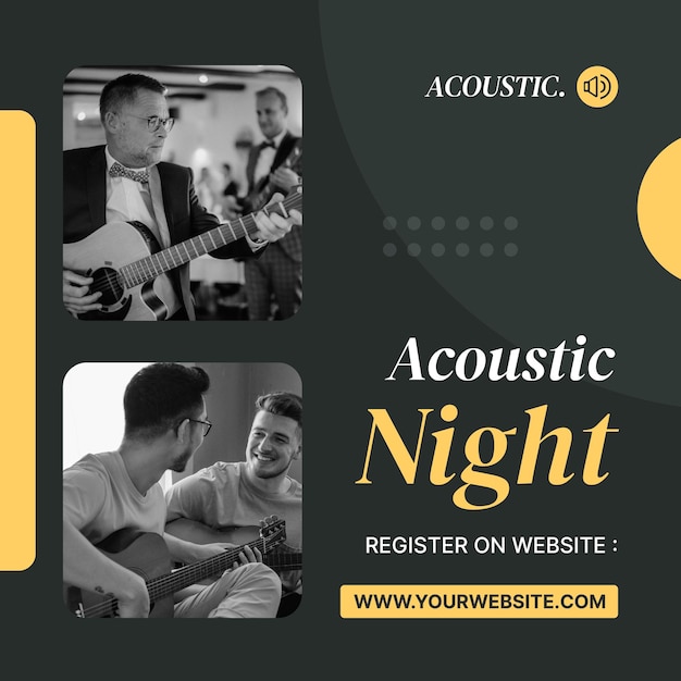 Acoustic Music Instagram Live Post Psd Szablon