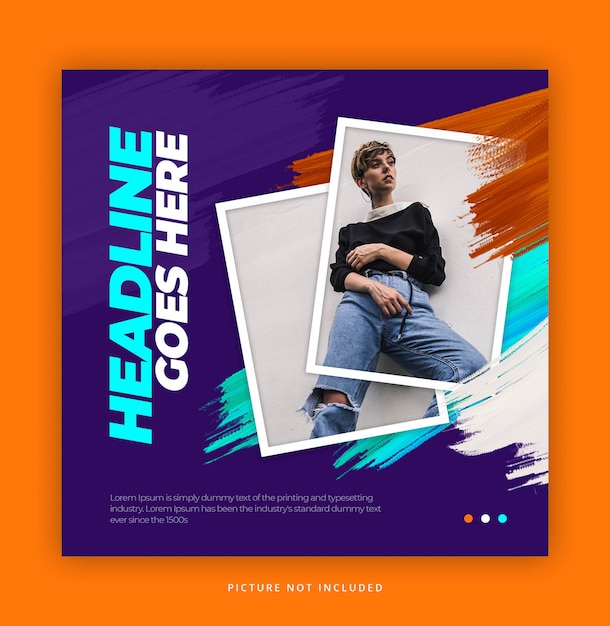 PSD acrylic brush instagram banner template