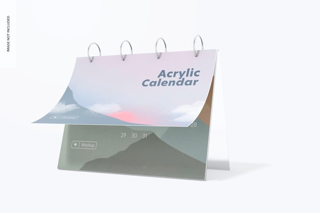 Mockup di calendario in acrilico, vista a destra