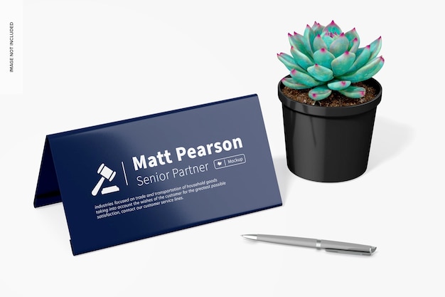 PSD acrylic desk name plate mockup, left view