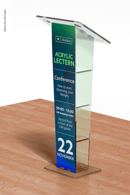 Acrylic lectern mockup, perspective view