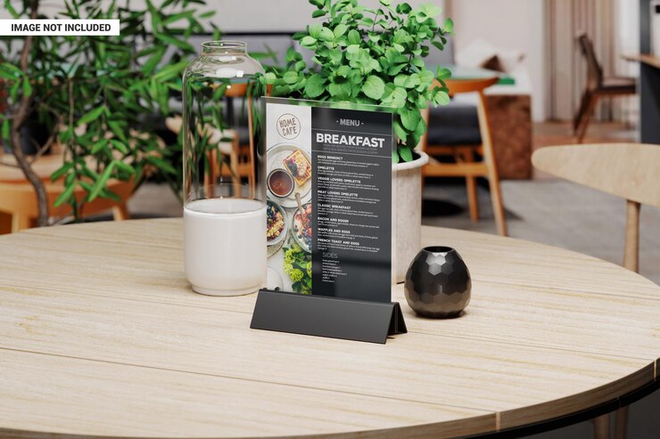 PSD acrylic menu display stand mockup