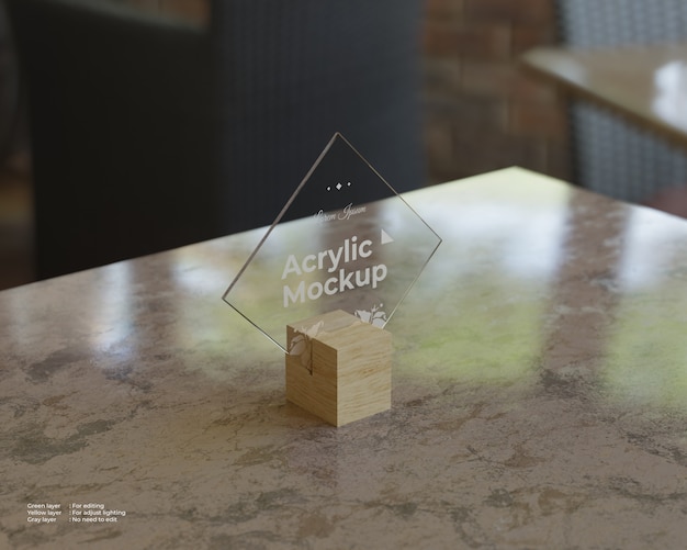 PSD acrylic sign holders mockup rhombus shape