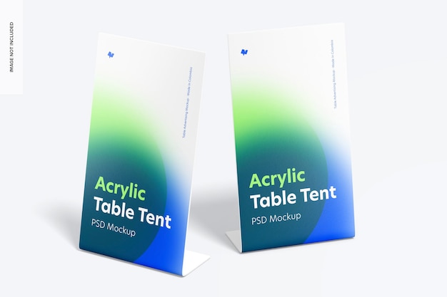 Acrylic table tents mockup, front view