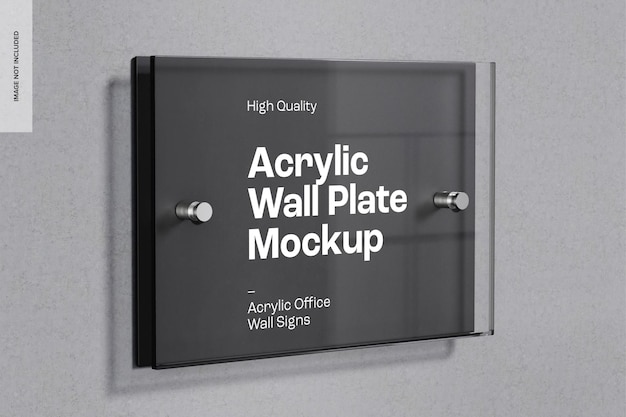 PSD acrylic wall plate mockup, left view
