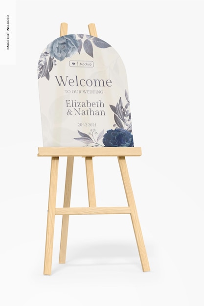 Acrylic welcome sign for wedding mockup, perspective view