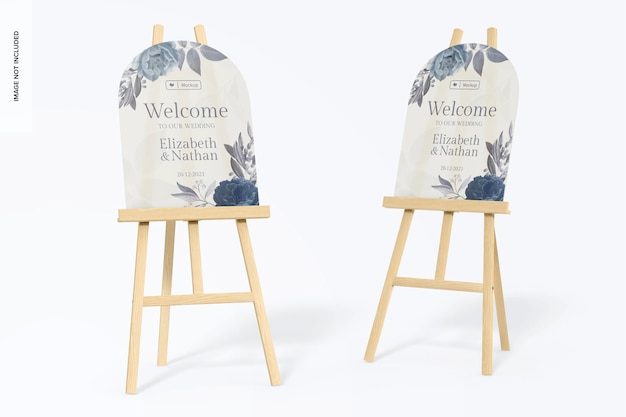 Acrylic welcome signs for wedding mockup