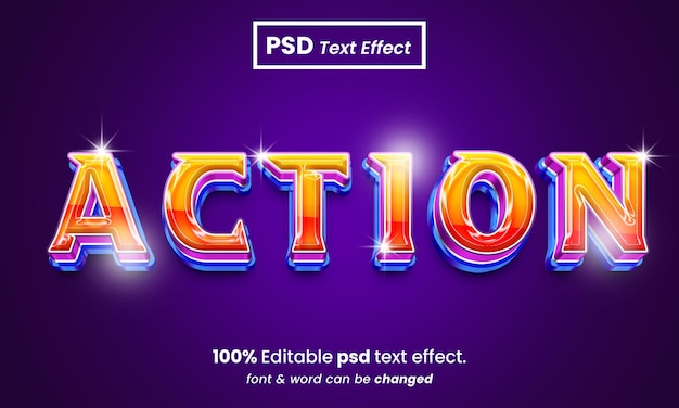 Effetto testo psd premium modificabile di azione 3d