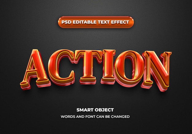 PSD action 3d editable text effect style