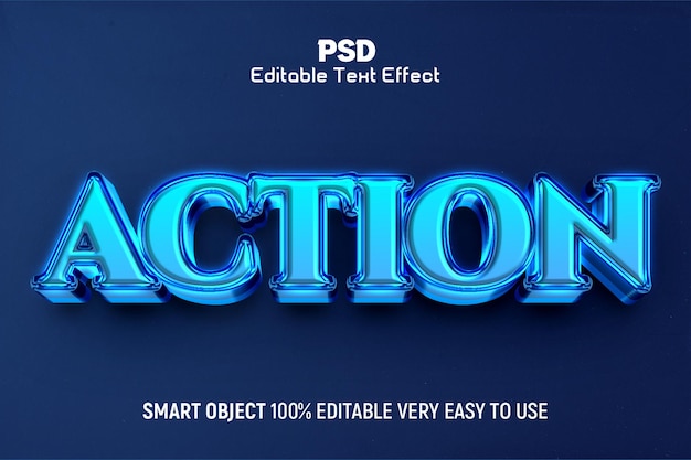 PSD action 3d editable text effect