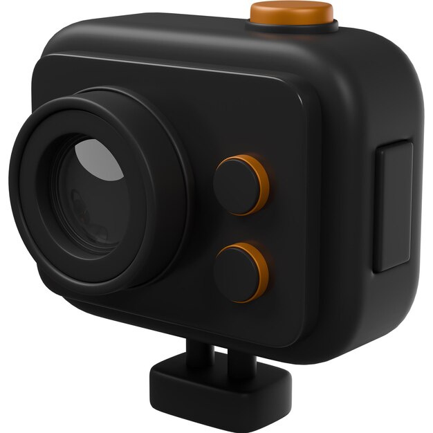 action camera 360 3d render isolated on white background with clipping path