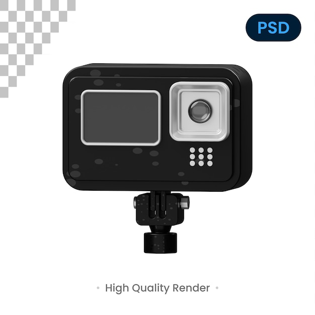 PSD icona action camera 3d psd premium