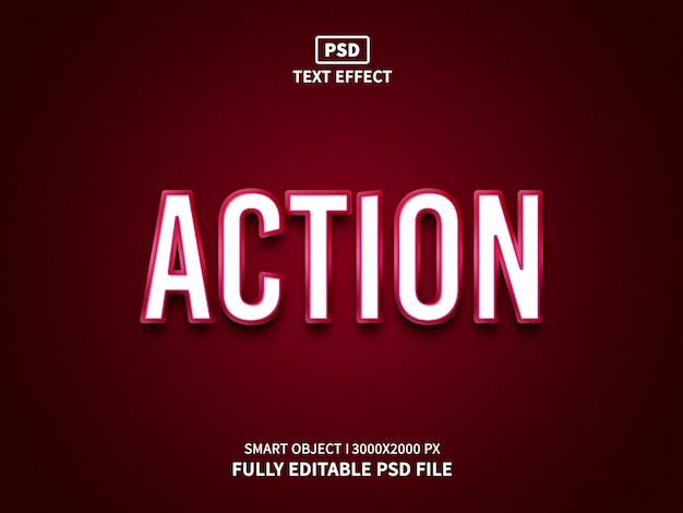 Action Editable 3D Text Effect PSD