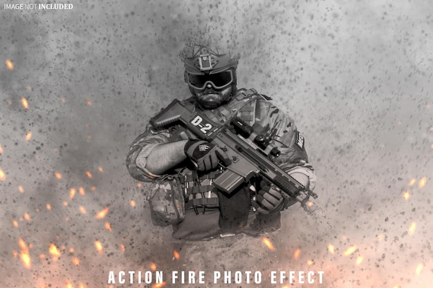 action fire photo effect psd