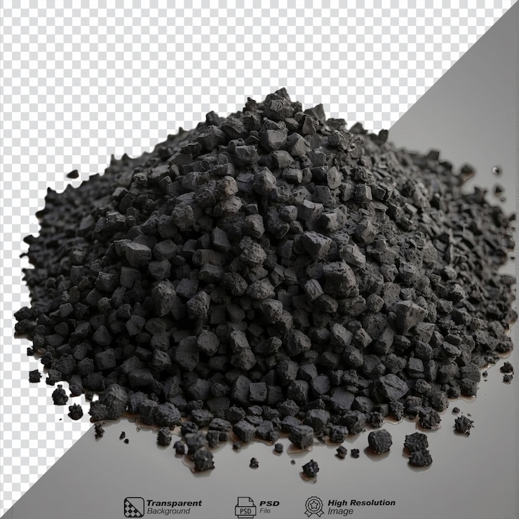 PSD activated carbon isolated on transparent background