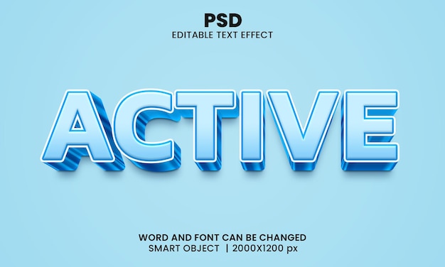 Active 3d editable text effect premium psd with background