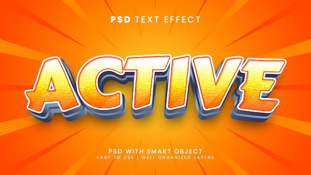 Active editable text effect with kids and cartoon text style