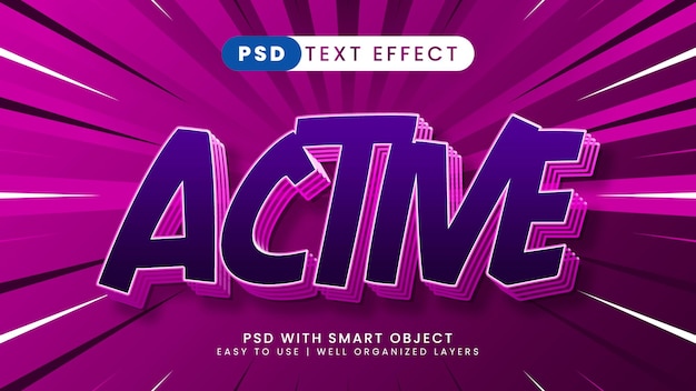 Active editable text effect with purple and pink text style