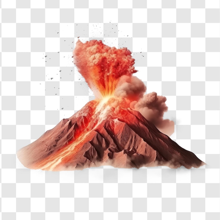 PSD active explosion volcano transparency background psd