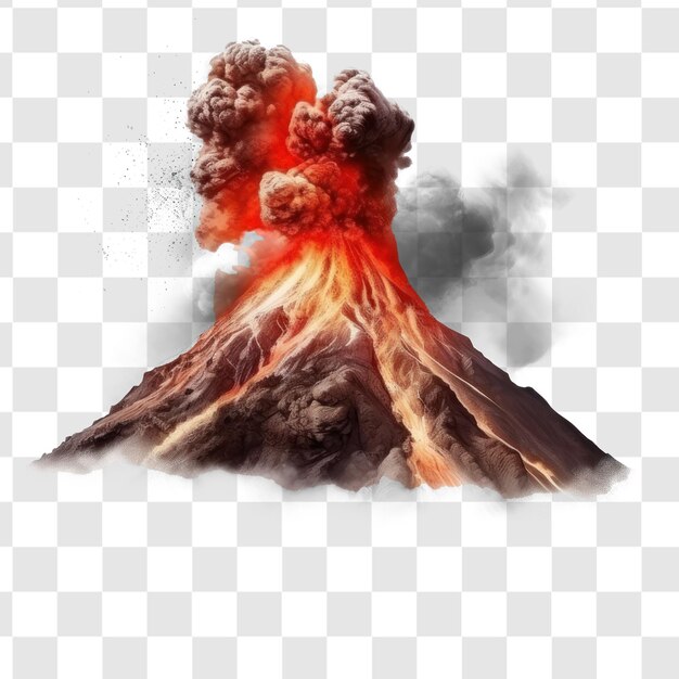 PSD psd di sfondo di trasparenza del vulcano ad esplosione attiva